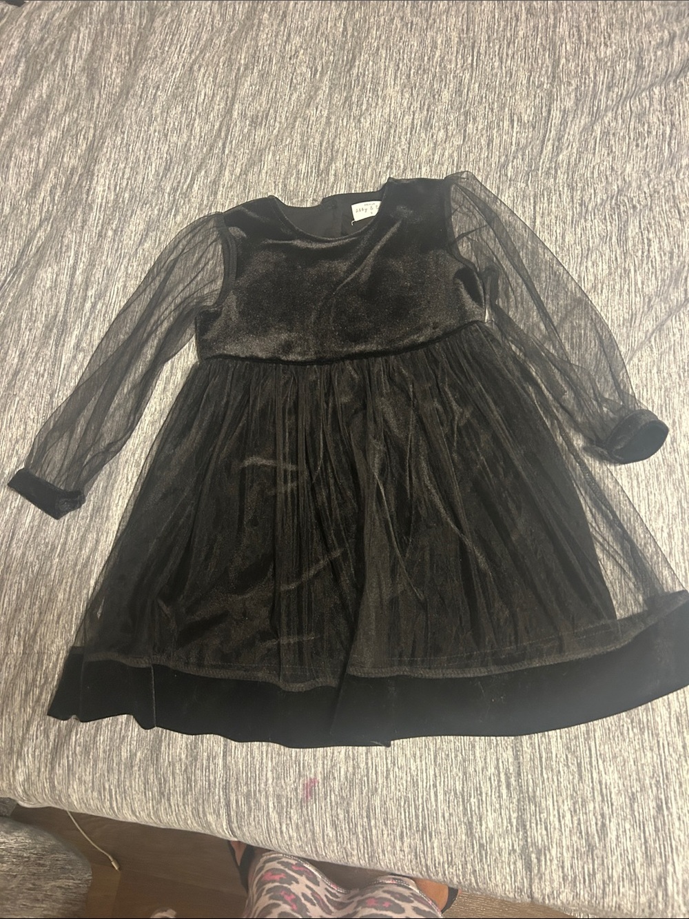 Classic Black Velvet & Tulle Girls' Party Dress